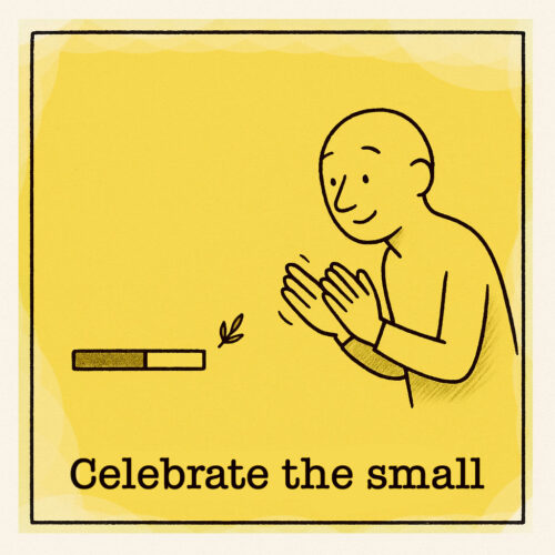 man celebrating a small win